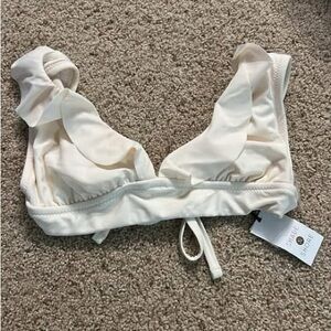Shade & Shore Cream Ruffle Bikini Top